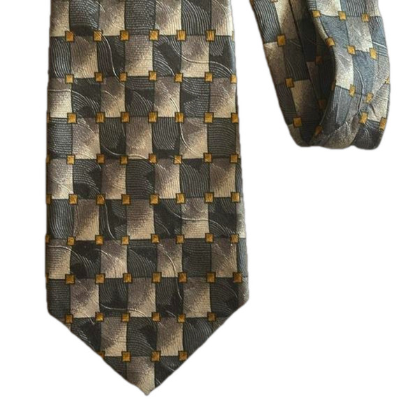Nordstrom’s Robert Talbot silk tie in dark browns/black geometric pattern - Picture 6 of 7
